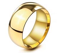 MunkiMix Ancho 10mm Acero Inoxidable Anillo Ring Banda Venda Oro Dorado Tono Alianzas Boda Talla Tamaño 25 Hombre,Mujer