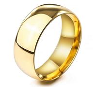 MunkiMix Ancho 8mm Acero Inoxidable Anillo Ring Banda Venda Oro Dorado Tono Alianzas Boda Talla Tamaño 17 Hombre,Mujer