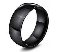 MunkiMix Ancho 8mm Acero Inoxidable Banda Venda Anillo Ring Negro Alianzas Boda Talla Tamaño 32 Hombre,Mujer