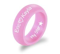 MunkiMix Anillos de Silicona de 6 MM/8 MM Texto/Fecha/Símbolo Grabado Personalizado Alianzas de Boda de Silicona para Hombres Anillos de Goma para Gimnasio/Deportes/Exteriores