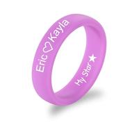 MunkiMix Anillos de Silicona de 6 MM/8 MM Texto/Fecha/Símbolo Grabado Personalizado Alianzas de Boda de Silicona para Hombres Anillos de Goma para Gimnasio/Deportes/Exteriores