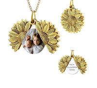 MunkiMix Collar de Girasol Personalizado con Imagen en el Interior You are My Sunshine Collar de Oro con Medallón de Girasol Joyería Conmemorativa Regalos de Girasol para Mujer Mamá (Estilo A2)