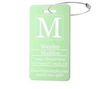 MunkiMix Etiquetas de Equipaje Personalizadas para Maletas Paquete de 1 a 4 Etiqueta de Nombre Personalizada Impermeable Duradera para Bolsas de Viaje Mochilas - Verde, Vertical (50x90 mm)