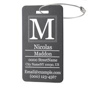 MunkiMix Etiquetas de Equipaje Personalizadas para Maletas Paquete de 1 a 4 Etiqueta de Nombre Personalizada Impermeable Duradera para Bolsas de Viaje Mochilas - Negro, Vertical (50x90 mm)