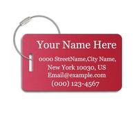 MunkiMix Etiquetas de Equipaje Personalizadas para Maletas Paquete de 1 a 4 Etiqueta de Nombre Personalizada Impermeable Duradera para Bolsas de Viaje Mochilas - Rojo, Horizontal (90x50 mm)