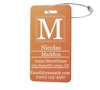 MunkiMix Etiquetas de Equipaje Personalizadas para Maletas Paquete de 1 a 4 Etiqueta de Nombre Personalizada Impermeable Duradera para Bolsas de Viaje Mochilas - Naranja, Vertical (50x90 mm)