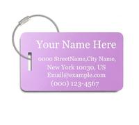MunkiMix Etiquetas de Equipaje Personalizadas para Maletas Paquete de 1 a 4 Etiqueta de Nombre Personalizada Impermeable Duradera para Bolsas de Viaje Mochilas - Morado, Horizontal (90x50 mm)