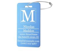 MunkiMix Etiquetas de Equipaje Personalizadas para Maletas Paquete de 1 a 4 Etiqueta de Nombre Personalizada Impermeable Duradera para Bolsas de Viaje Mochilas - Azul, Vertical (50x90 mm)