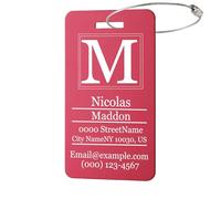 MunkiMix Etiquetas de Equipaje Personalizadas para Maletas Paquete de 1 a 4 Etiqueta de Nombre Personalizada Impermeable Duradera para Bolsas de Viaje Mochilas - Rojo, Vertical (50x90 mm)