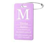 MunkiMix Etiquetas de Equipaje Personalizadas para Maletas Paquete de 1 a 4 Etiqueta de Nombre Personalizada Impermeable Duradera para Bolsas de Viaje Mochilas - Morado, Vertical (50x90 mm)