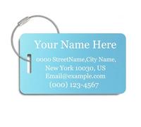 MunkiMix Etiquetas de Equipaje Personalizadas para Maletas Paquete de 1 a 4 Etiqueta de Nombre Personalizada Impermeable Duradera para Bolsas de Viaje Mochilas - Azul Agua, Horizontal (90x50 mm)