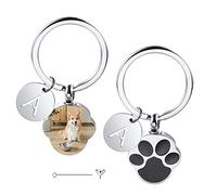 MunkiMix Grabado Fotográfico de Urna Cadena de Llave para Cenizas para Mascotas Cremación Memorial de Estampado de Pata de Joyería Recuerdo de la Etiqueta de Perro Llavero Pata de Gato (Plata)