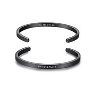 MunkiMix Pulsera con Nombre Personalizado para Mujer, Pulsera de Identificación Personalizada de Acero Inoxidable con Piedra Natal (Estilo C: Negro)