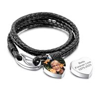 MunkiMix Pulsera de Corazón Urna Personalizada para Cenizas para Hombres Mujeres Pulsera de Cremación con Foto/Nombre Joyería Conmemorativa para un ser Querido Recuerdo de Cenizas -A1: 9 Pulgada