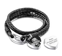 MunkiMix Pulsera de Corazón Urna Personalizada para Cenizas para Hombres Mujeres Pulsera de Cremación con Foto/Nombre Joyería Conmemorativa para un ser Querido Recuerdo de Cenizas -A2: 9 Pulgada