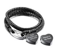 MunkiMix Pulsera de Corazón Urna Personalizada para Cenizas para Hombres Mujeres Pulsera de Cremación con Foto/Nombre Joyería Conmemorativa para un ser Querido Recuerdo de Cenizas -B3: 9 Pulgada