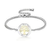 MunkiMix Pulsera Personalizada del Árbol de la Vida para Mujer Pulseras Familiares de Acero Inoxidable con Grabado de Nombres Regalos del Arbol de la Vida para Mamá Hija Abuela -A2