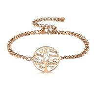 MunkiMix Pulsera Personalizada del Árbol de la Vida para Mujer Pulseras Familiares de Acero Inoxidable con Grabado de Nombres Regalos del Arbol de la Vida para Mamá Hija Abuela -B3