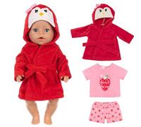 MUNKST - Juego de 2 juegos de ropa de muñeca de bebé de 35-43 cm, ropa de muñeca de oso con pijama, ropa interior, zapatos, incluye camisón de manga corta y pantalones cortos para muñecas de bebé de