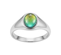 munone Anillo de estado de ánimo para mujer, acero inoxidable chapado en oro de 18 quilates, anillo de sello que cambia de color, no se deslustra, impermeable, con detección emocional, regalo de