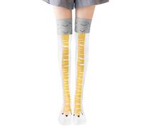 MUNSKT 1 par de calcetines de patas de pollo, calcetines de novedad 3D para niñas, para amantes de lo extraño, para hombres y mujeres, calcetines divertidos de muslo hasta la rodilla para mujeres y