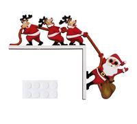 MUNSKT - 1 pieza de decoración navideña de madera, ángulo para puerta, marco de fotos, ventana, para fiesta, dormitorio interior con pegamento, Navidad Elk Santa Claus