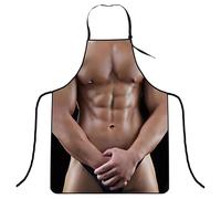 MUNSKT 1PC Delantal de Cocina, Delantal para Hombre Sexy y Musculoso, Delantal de Cocina para Hombre con Humor - Impermeable y Ajustable, Humorístico para Barbacoa, Regalo, marrón, Talla única
