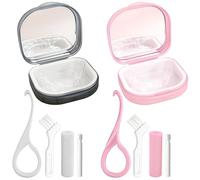 MUNSKT 2 Cajas Férula Dental con Extractor Chewies Cepillo para Dentadura Postiza Aparato Ortodoncia Funda