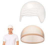 MUNSKT 2 gorras calvas blancas, cubierta de látex para la cabeza y red para el cabello, accesorio de disfraz de cosplay para adultos, niños, hombres, mujeres, Halloween
