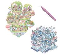 MUNSKT 2 juegos de pegatinas para el hogar 3D de tamaño grande, escenas de la isla rosa y del parque de atracciones azul, con pinza Ideal para adultos y niños para reducir el estrés (21 x 30 cm)