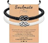 MUNSKT 2 pulseras para pareja, pulsera de alma gemela, pulsera ajustable, amuleto de protección poderosa, pulseras personalizadas para San Valentín, compromiso, aniversario