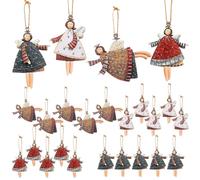 MUNSKT 20 Piezas Adornos para Árbol de Navidad Lote de 20 Colgantes en Forma de Ángel para Árbol Colgantes de Madera Ángel Guardián Puerta Decoración de Navidad de Madera Guardián Regalo