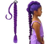 MUNSKT 24 Inch Purple Hair Extensions-Purple Wig Ponytail Extension,Stylish Wrap Braid with Elastic Tie Hair Rings for Cosplay Halloween Stage Performances Adults