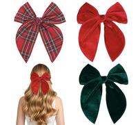 MUNSKT 3PCS clips de pelo lindo bow, barrette francés simple accesorios de fijación de pelo navidad rejilla modelo, regalos para mujeres niñas