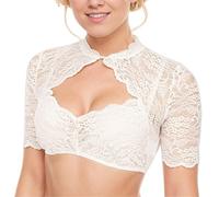 MUNSKT Blusa tirolesa para mujer, elegante, de manga corta, elástica, para Oktoberfest, tirolesa, blusa elegante, Blanco, 5XL