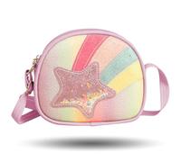 MUNSKT - Bolso de mano para niña, diseño de arcoíris Star para niñas, mujeres, niños, bolso bandolera para mujer, monedero, niña, morado, Talla única