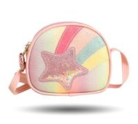 MUNSKT - Bolso de mano para niña, diseño de arcoíris Star para niñas, mujeres, niños, bolso bandolera para mujer, monedero, niña, rosa, Talla única