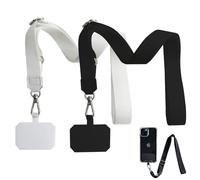 MUNSKT - Cable para teléfono móvil, 2 parches universales y 2 cables para teléfono móvil, collar compatible con todos los smartphones, Negro , Talla única