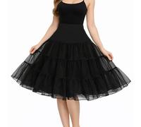 MUNSKT Falda de enagua retro de los años 50, crinolina vintage acampanada, falda tutú elástica clásica para graduación, noche, boda, vestido de mujer, disfraz de cosplay de Halloween, Negro, Altoa