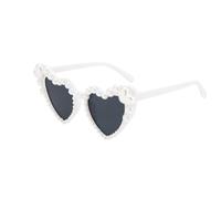 MUNSKT - Gafas de sol con forma de corazón con perlas para mujer, gafas de sol vintage Fashoin ojo de gato para fiesta, festival, Blanco Amor