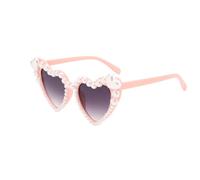 MUNSKT - Gafas de sol con forma de corazón con perlas para mujer, gafas de sol vintage Fashoin ojo de gato para fiesta, festival, Rosa Amor