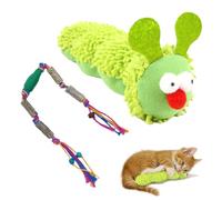 MUNSKT - Juego de 2 piezas para gatos (Catnip Caterpillar and Green Lucky Rope, Chew-Resistant Interactive Teething Toy for Cat Dental Care