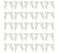 MUNSKT Lazos blancos para regalos, 50 unidades, color blanco, para regalos, lazos de regalo, autoadhesivos, para manualidades, regalo con alambre para envolver regalos, manualidades