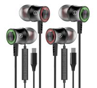 MUNSKT Pack de 2 auriculares USB C para iPhone 16PMX USB tipo C auriculares para Samsung Galaxy S24 auriculares con cable USB tipo C con micrófono Control de volumen (verde y rojo)