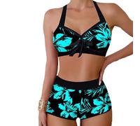 MUNSKT Set di Bikini Cravatta a Due Pezzi Bikini Sportivo in Taglia Grande Costume da Bagno con Stampa Bella (FR/ES, Tamaño de Copa & Medida de Contorno, F, Green)