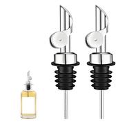MUNTE 2 Piezas Tapon Vertedor Aceite 12cm, Vertedor de Botellas de Alcohol de Acero Inoxidable, Boquillas para Aceite con Tapa, Buen Sellado, para Botellas de Aceite y Botellas de Vino