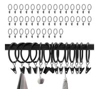 MUNTE 40 Piezas Anillas para Cortinas Negro, Ganchos Cortinas con Clip de Hierro, Anillo Porta Tela con Clip con Un Diámetro Interior de 32 mm, Adecuado para Dormitorio, Sala y Comedor