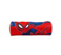 MUNTRADE Estuche Escolar Infantil Spider-Man Redondo con Cremallera | Portatodo Cilíndrico Rojo y Azul para Lápices y Rotuladores | Diseño Marvel
