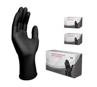 MUNTRADE Guantes Desechables de Látex - 100 unidades/caja, Sin Polvo, Guantes Látex (Negro, M)