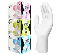 MUNTRADE Guantes Desechables de Látex - 50 unidades/cubo, Sin Polvo, Guantes Látex (Blanco, S)